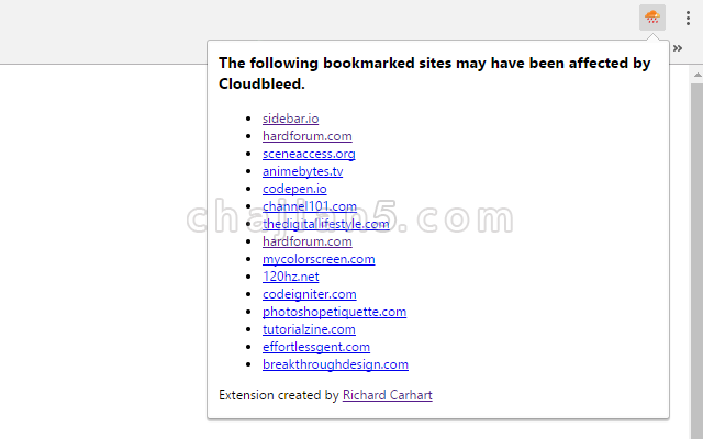检测书签收藏夹链接是否有死链的Chrome插件Cloudbleed Bookmark Checker