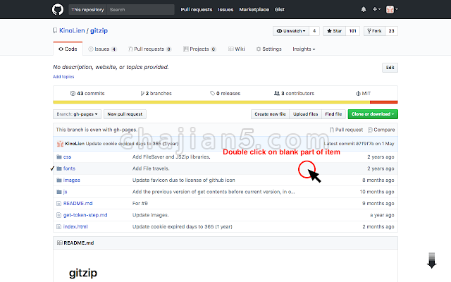 只下载Github的部分文件Chrome插件Gitzip