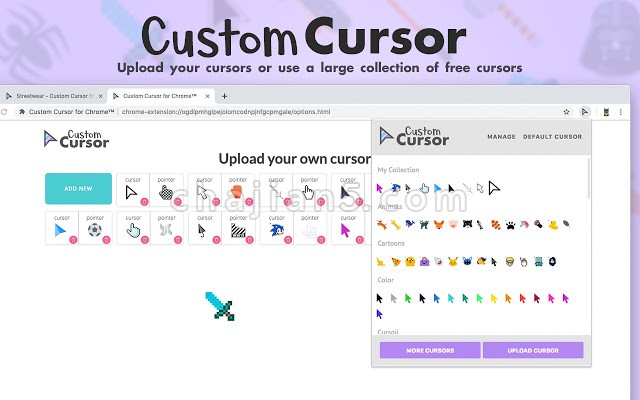 Custom Cursor for Chrome™ 自定义Chrome浏览器鼠标光标图形的插件